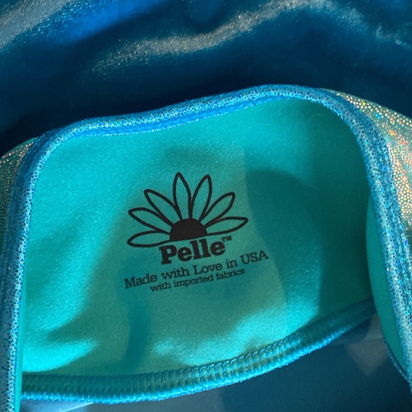 🆕PELLE- Gymnastics Biketard for Girls - Princess Turquoise Velvet- Kids Size L - Picture 8 of 11